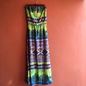 Strapless Printed Maxi Dress
